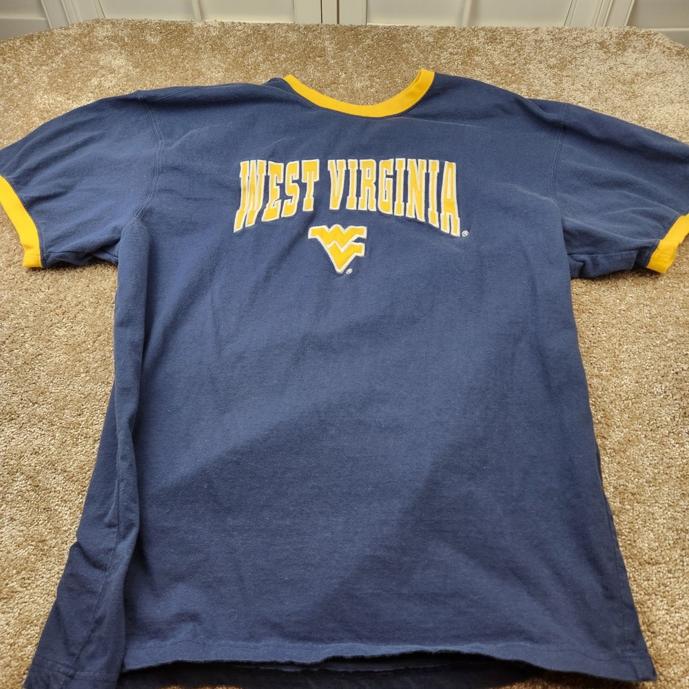 Colosseum West Virginia Mountaineers Ringer T-Shirt Navy Gold Mens XL